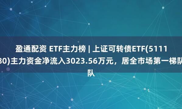 盈通配资 ETF主力榜 | 上证可转债ETF(511180)主力资金净流入3023.56万元，居全市场第一梯队